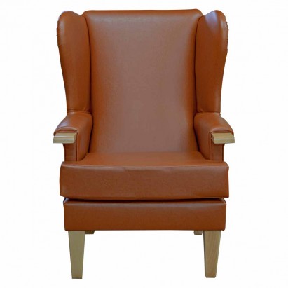 Kensington Orthopaedic Armchair in a Saddle Faux Leather Vinyl  - Hospitality & Care Edition