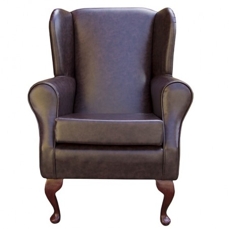 Standard Wingback Fireside Westoe Chair in a Memphis Chestnut Faux Leather