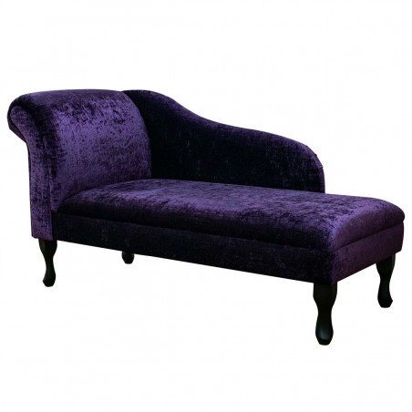 56" Medium Chaise Longue in a Pastiche Crush Slub Plum Fabric