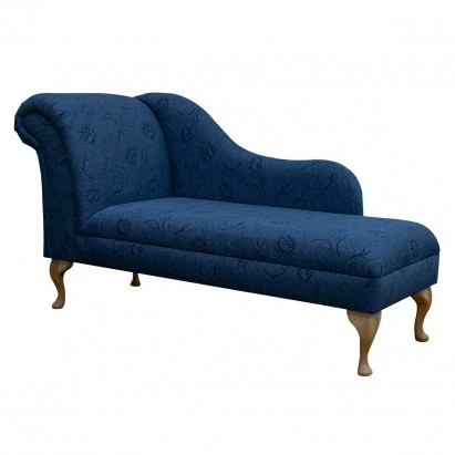 60" Large Chaise Longue in a Keswick Floral Navy Fabric