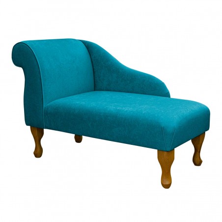 41" Mini Chaise Longue in a Plush Light Blue Fabric