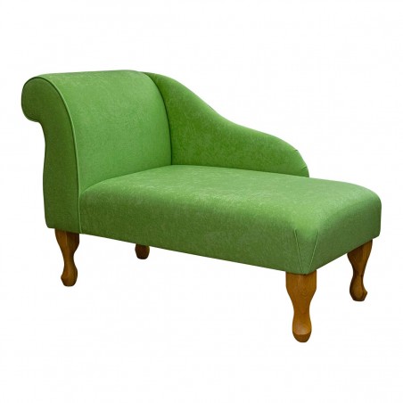 41" Mini Chaise Longue in a Plush Grass Green Fabric