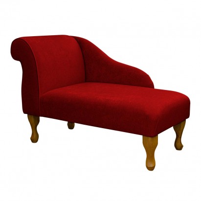 41" Mini Chaise Longue in a Plush Postbox Red Fabric