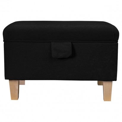 Storage Footstool, Ottoman, Pouffe in a Plush Midnight Black Fabric