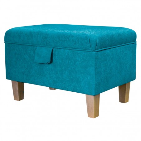 Storage Footstool, Ottoman, Pouffe in a Plush Light Blue Fabric