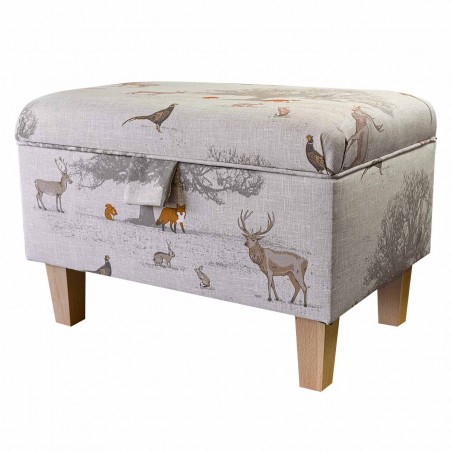 Storage Footstool, Ottoman, Pouffe in a Tatton Cotton Fabric