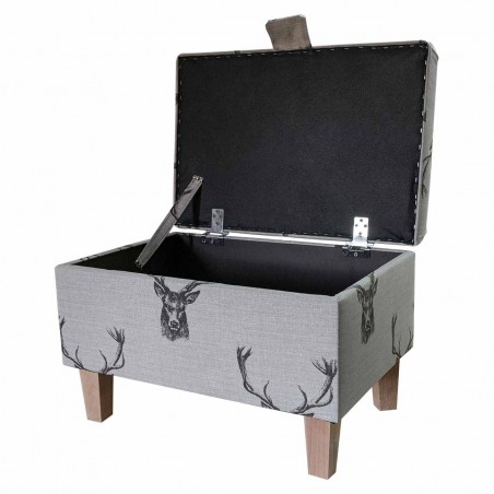 Storage Footstool, Ottoman, Pouffe in a Stag Cotton Fabric