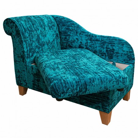 41" Storage Chaise Longue in a Jazz Teal Fabric