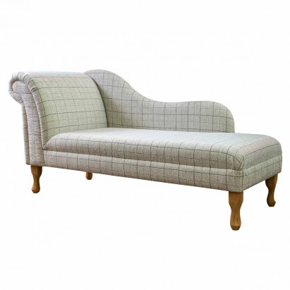 66" Large Chaise Longue in a Maida Vale Check Stone...