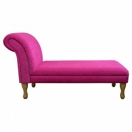 52" Medium Armless Chaise Longue in a Plush Fuchsia Pink Fabric