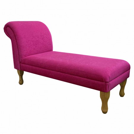 52" Medium Armless Chaise Longue in a Plush Fuchsia Pink Fabric