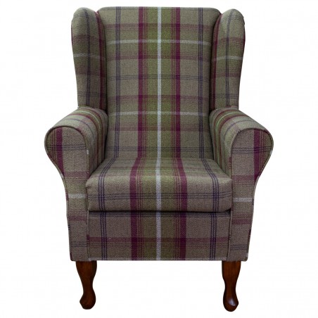 LUXE Standard Wingback Fireside Westoe Chair in a Balmoral Heather Tartan Fabric