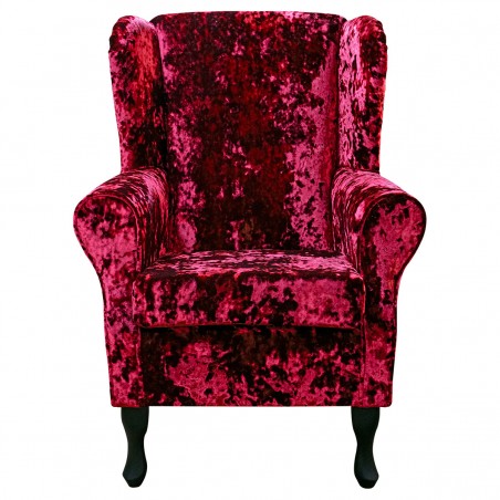 LUXE Standard Wingback Fireside Westoe Chair in a Lustro Red Carmine Fabric