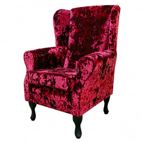 LUXE Standard Wingback Fireside Westoe Chair in a Lustro Red Carmine Fabric