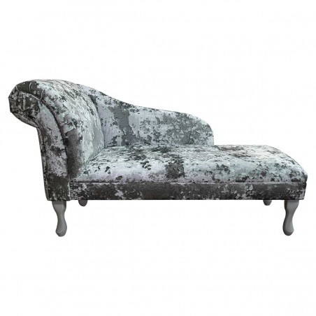 LUXE 52" Medium Chaise Longue in a Lustro Argent Chenille Fabric