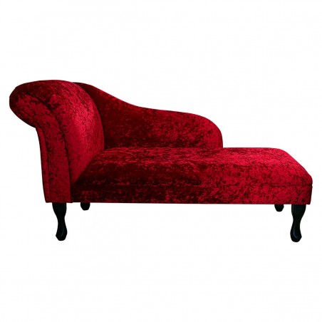 52" Medium Chaise Longue in a Bling Postbox Red Crushed Velvet Chenille Fabric