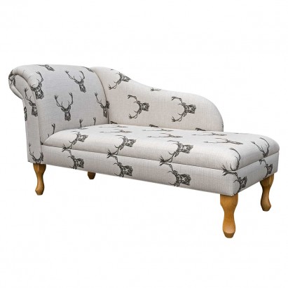 56" Medium Chaise Longue in a Stag Cotton Fabric