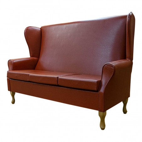 3 Seater Highback Sofa in a Denver Smooth Tan Contract Vinyl Fabric