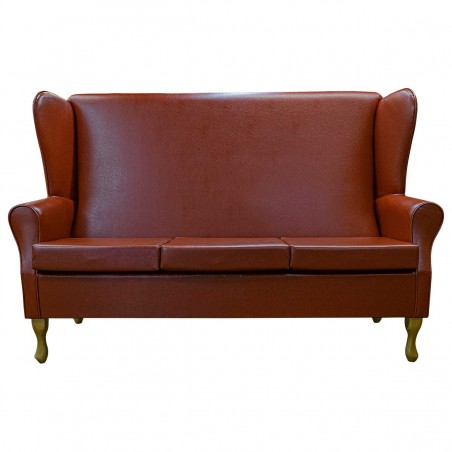 3 Seater Highback Sofa in a Denver Smooth Tan Contract Vinyl Fabric