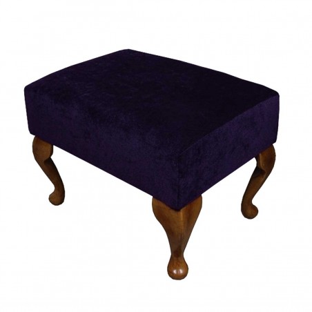 Small Footstool in a Malta Amethyst Deluxe Velvet Fabric