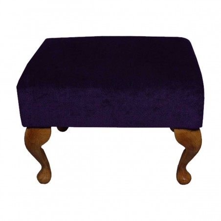 Small Footstool in a Malta Amethyst Deluxe Velvet Fabric