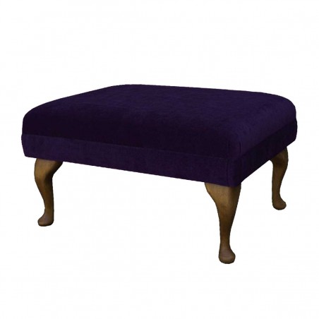 Medium Footstool in a Malta Amethyst Deluxe Velvet Fabric