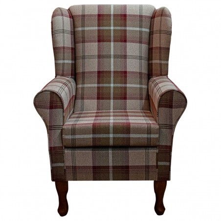 LUXE Standard Wingback Fireside Westoe Chair in a Balmoral Mulberry Fabric