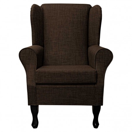 Standard Wingback Fireside Westoe Chair in a Lena Plain Marl Brown Fabric