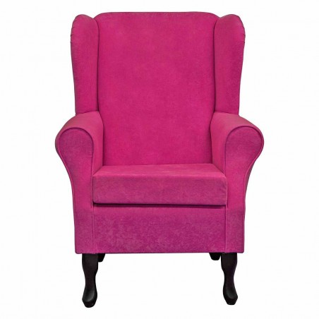 Standard Wingback Fireside Westoe Chair in a Plush Fuchsia Pink Fabric