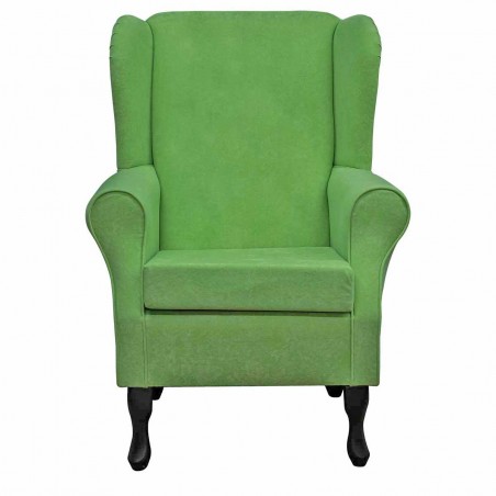 Standard Wingback Fireside Westoe Chair in a Plush Grass Green Fabric