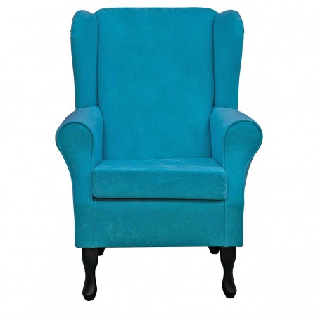 Standard Wingback Fireside Westoe Chair in a Plush Light Blue Fabric