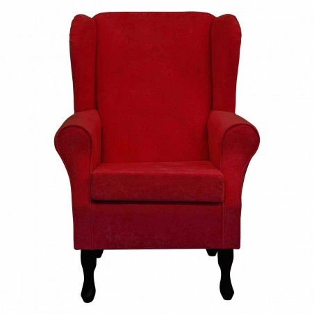 Standard Wingback Fireside Westoe Chair in a Plush Postbox Red Fabric