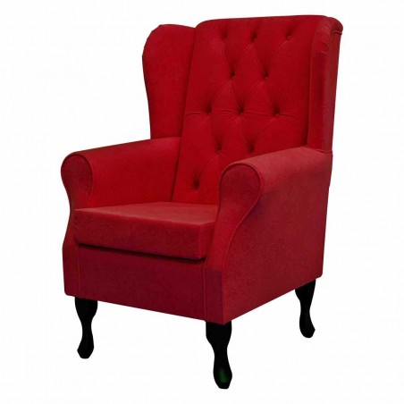 red wingback arm chair