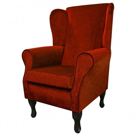 Standard Wingback Fireside Westoe Chair in a Malta Apricot Deluxe Velvet Fabric