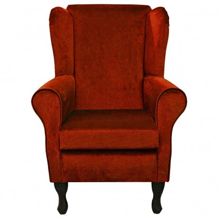 Standard Wingback Fireside Westoe Chair in a Malta Apricot Deluxe Velvet Fabric