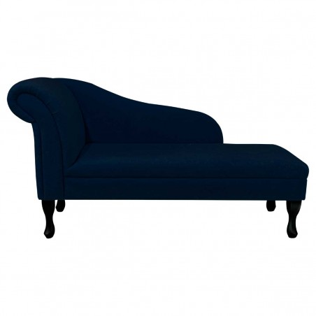 56" Medium Chaise Longue in a Plush Navy Blue Fabric