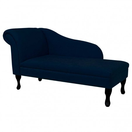 56" Medium Chaise Longue in a Plush Navy Blue Fabric