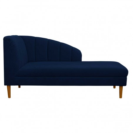 70" Large Seashell Chaise Longue Daybed in a Plush Navy Blue Fabric