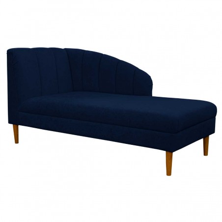 70" Large Seashell Chaise Longue Daybed in a Plush Navy Blue Fabric