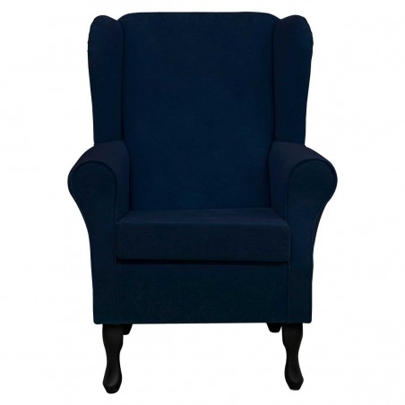 Standard Wingback Fireside Westoe Chair in a Plush Navy Blue Fabric