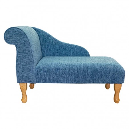 41" Mini Chaise Longue in a Coniston Plain Blue Chenille Fabric