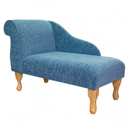 41" Mini Chaise Longue in a Coniston Plain Blue Chenille Fabric