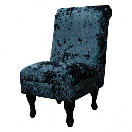 LUXE Bedroom Chair in a Lustro Night Crushed Velvet Fabric