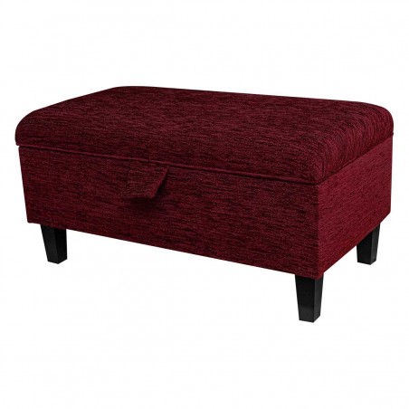 Storage Footstool, Ottoman, Pouffe in a Portobello Boucle Claret Fabric