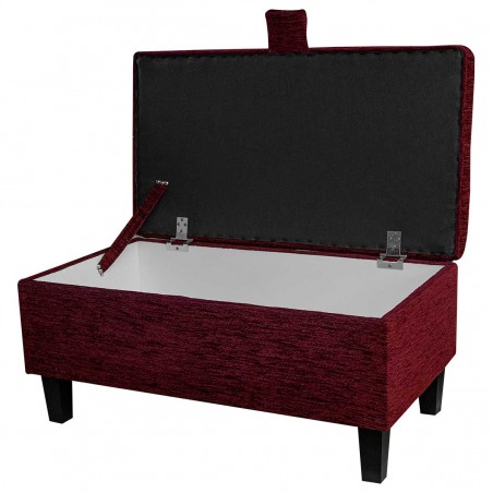 Storage Footstool, Ottoman, Pouffe in a Portobello Boucle Claret Fabric