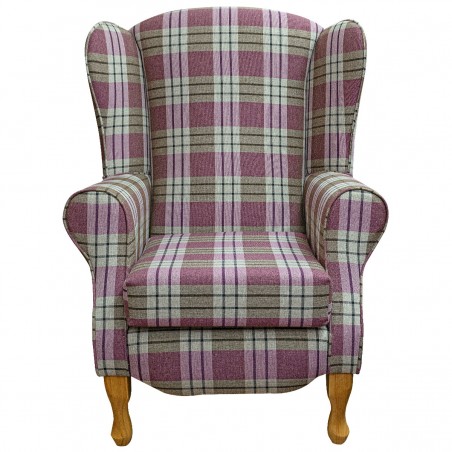 Duchess Wingback Armchair in a Kintyre Heather Tartan Fabric