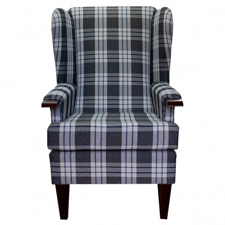 Kensington Orthopaedic Armchair in a Kintyre Charcoal Tartan Fabric