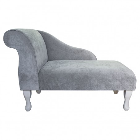 41" Mini Chaise Longue in a Dolce Fog Strie Velvet Fabric