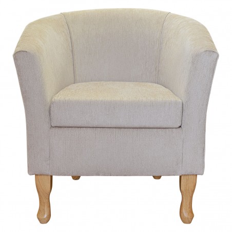 Designer Tub Chair in a Woburn Beige Plain Fabric