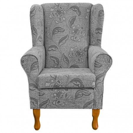 Standard Wingback Fireside Westoe Chair in a Maida Vale Floral Grey Fabric